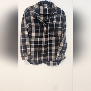 Abound Black and Cream Plaid Shacket Jacket